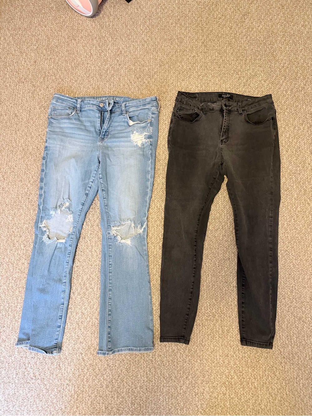 Light Blue Distressed American eagle & Black Skinny Judy Blue size 14